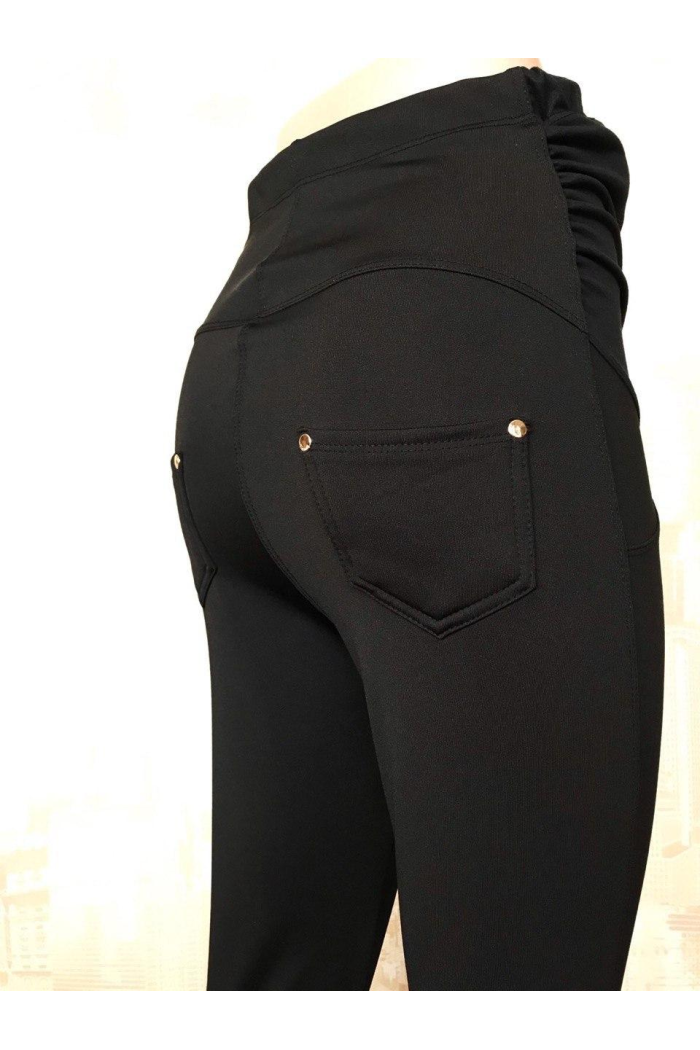 Жіночі утеплені лосини байкові для вагітних чорного кольору XL