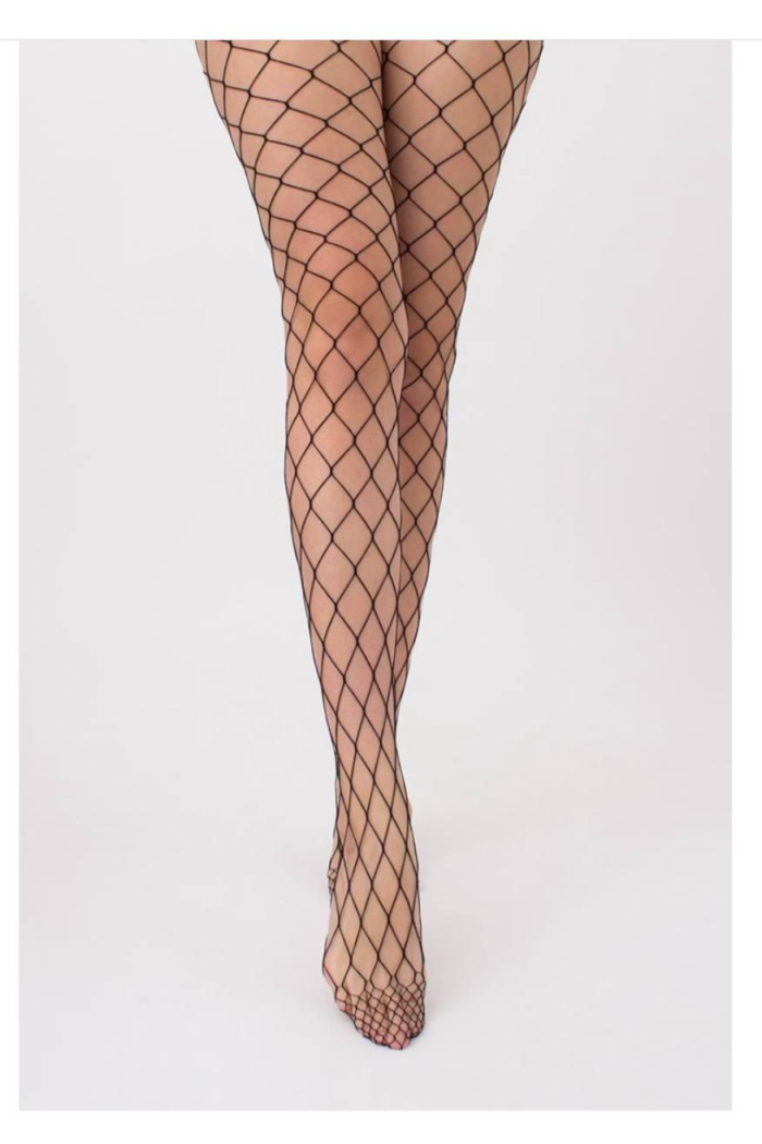 Жіночі колготки в крупну сітку стильні універсальний розмір чорного кольору