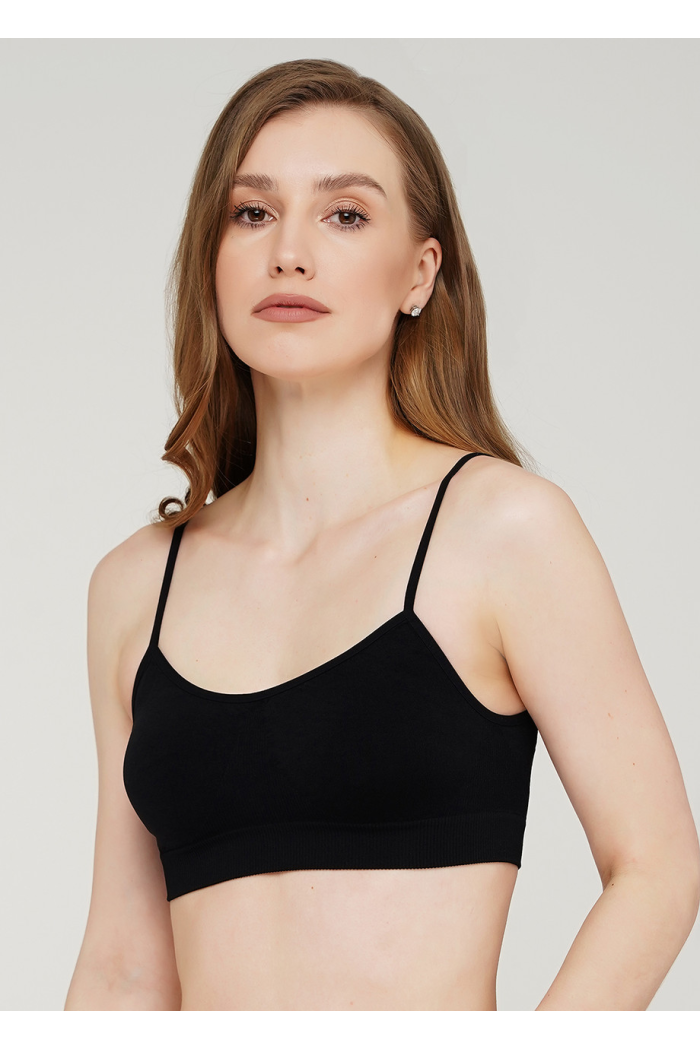 Бесшовный мягкий женский топ на тонких бретелях GIULIA легкий поддерживающий топик Нижнее белье