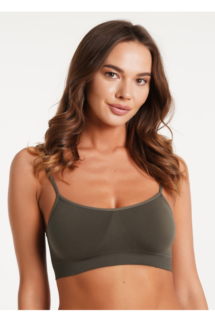 Бесшовный мягкий женский топ на тонких бретелях GIULIA легкий поддерживающий топик Нижнее белье