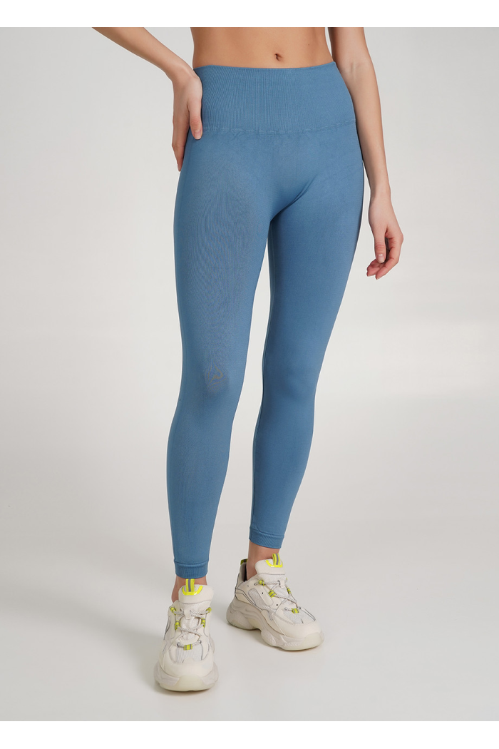 Безшовні Класичні жіночі лосини Giulia Leggings(2) легінси з мікрофібри з широким поясом р. S/M - L/XL L/XL, Блакитний