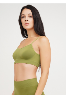 Бесшовный мягкий женский топ на тонких бретелях GIULIA легкий поддерживающий топик Нижнее белье S/M, Зеленый