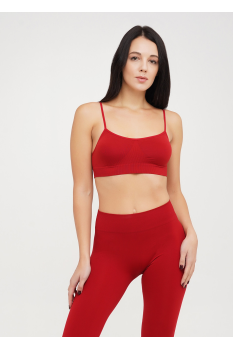 Бесшовный мягкий женский топ на тонких бретелях GIULIA легкий поддерживающий топик Нижнее белье S/M, Бордовый