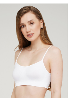 Бесшовный мягкий женский топ на тонких бретелях GIULIA легкий поддерживающий топик Нижнее белье L/XL, Белый