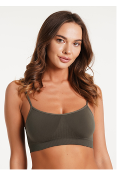 Бесшовный мягкий женский топ на тонких бретелях GIULIA легкий поддерживающий топик Нижнее белье L/XL, Хаки