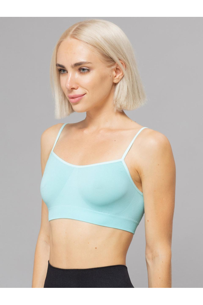 Бесшовный мягкий женский топ на тонких бретелях GIULIA легкий поддерживающий топик Нижнее белье L/XL, Голубой