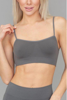 Бесшовный мягкий женский топ на тонких бретелях GIULIA легкий поддерживающий топик Нижнее белье L/XL, Серый