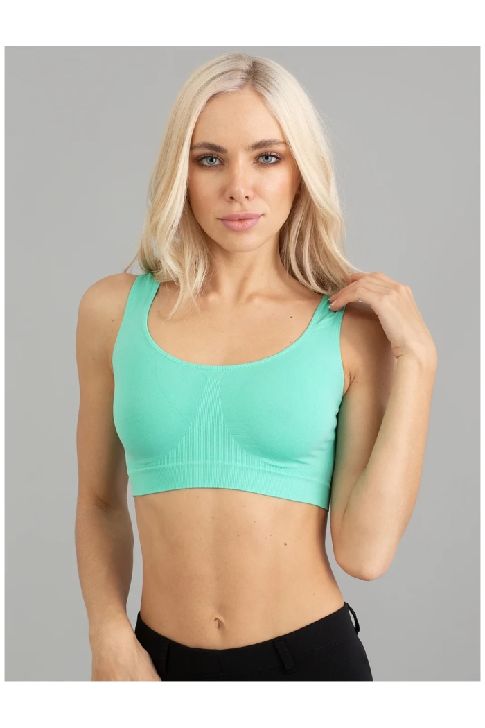 Підтримувальний м“який жіночий топ на широких бретелях GIULIA легкий топік ліфчик спідня білизна S/M, Бірюзовий