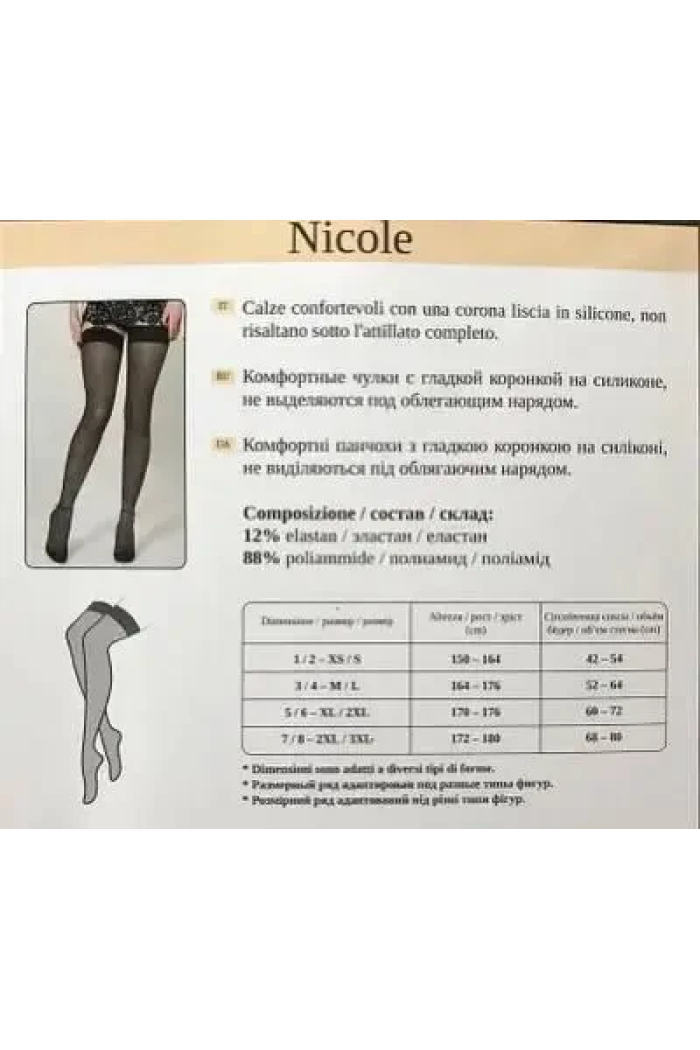 Матові прозорі панчохи жіночі на силіконі красиві DOLORES NICOLE 20 den