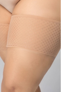 Бандалетки на бедра дихаючі ANNES OPENWORK THIGH BAND WITH SILICONE  Повязки полоски от натирания  р. S-XXXL S, Бежевый