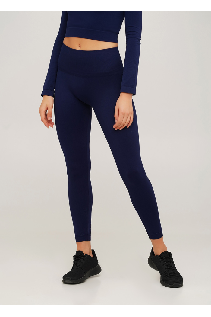 Безшовні жіночі класичні лосини Giulia Leggings (2) легінси з мікрофібри із широким поясом р. S/M — L/XL L/XL, Темно-синій (rhodonite)