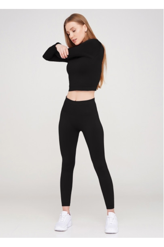 Щільні спортивні лосини з мікрофібри з широким поясом Giulia лосини жіночі для фітнесу та занять спортом L/XL, Чорний