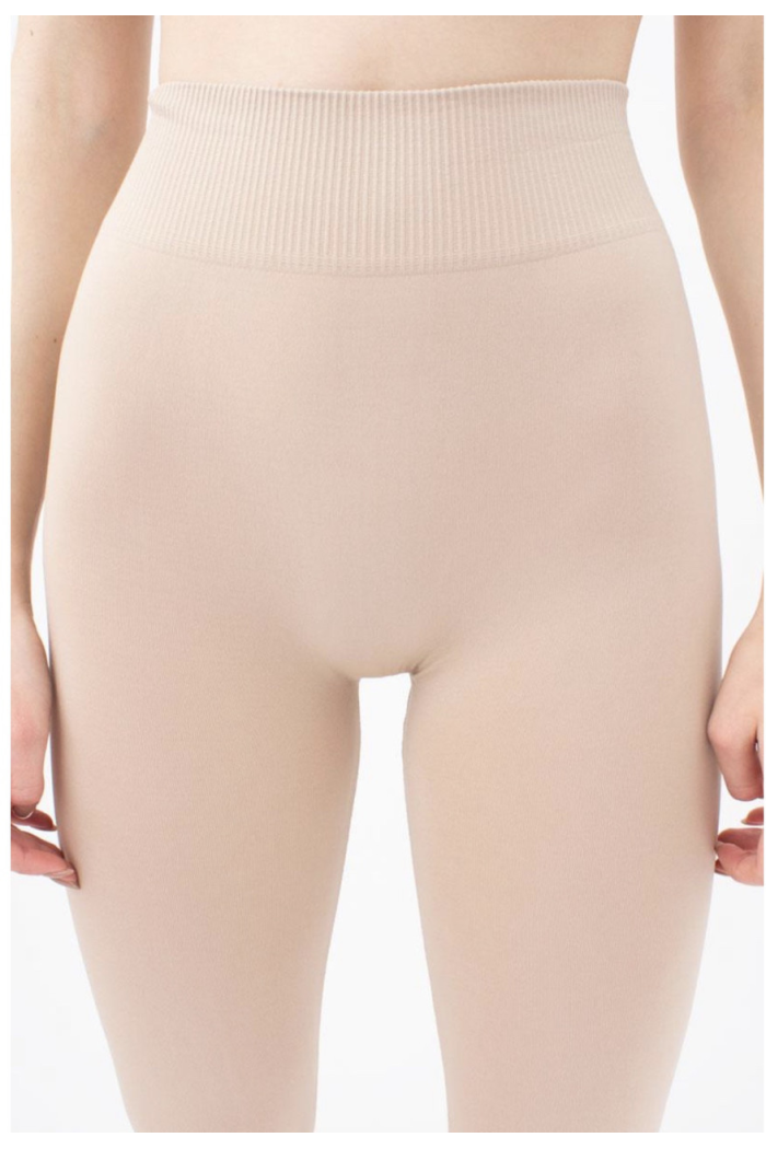 Безшовні Класичні жіночі лосини Giulia Leggings(2) легінси з мікрофібри з широким поясом р. S/M - L/XL S/M, Бежевий