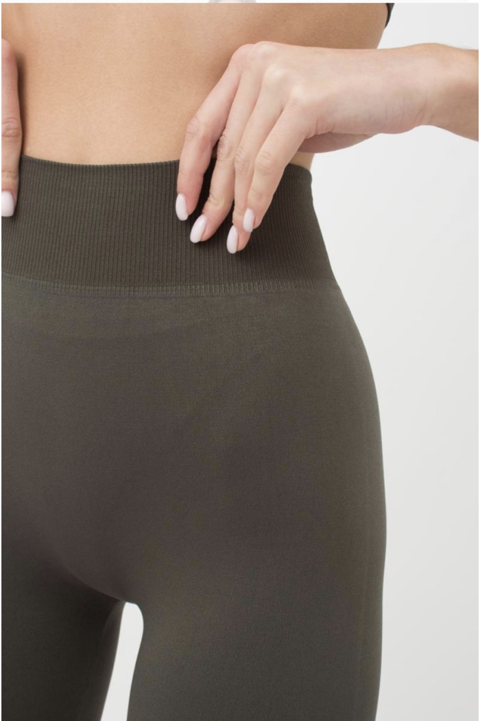 Бесшовные Классические женские лосины Giulia Leggings(2) леггинсы из микрофибры с широким поясом р. S/M - L/XL S/M, Хаки