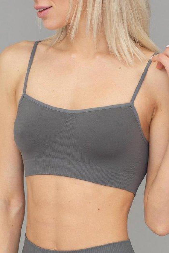Бесшовный мягкий женский топ на тонких бретелях GIULIA легкий поддерживающий топик Нижнее белье L/XL, Серый