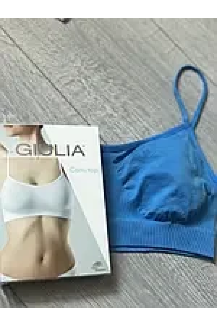 Бесшовный мягкий женский топ на тонких бретелях GIULIA легкий поддерживающий топик Нижнее белье L/XL, Синий
