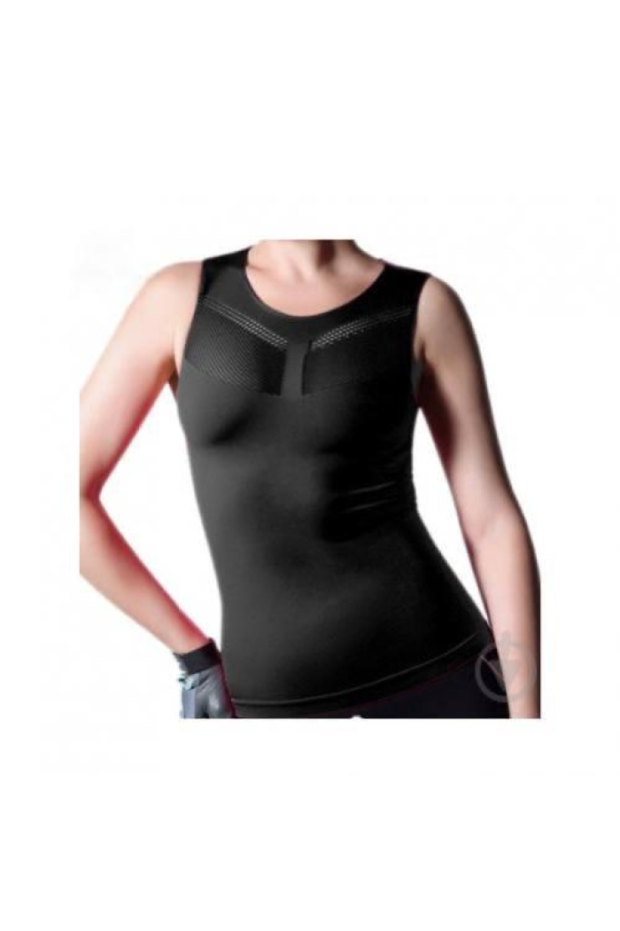 Еластична Спортивна жіноча майка CANOTTA SPORT AIR футболка для спорту та фітнесу з широкими бретелями L/XL, Чорний