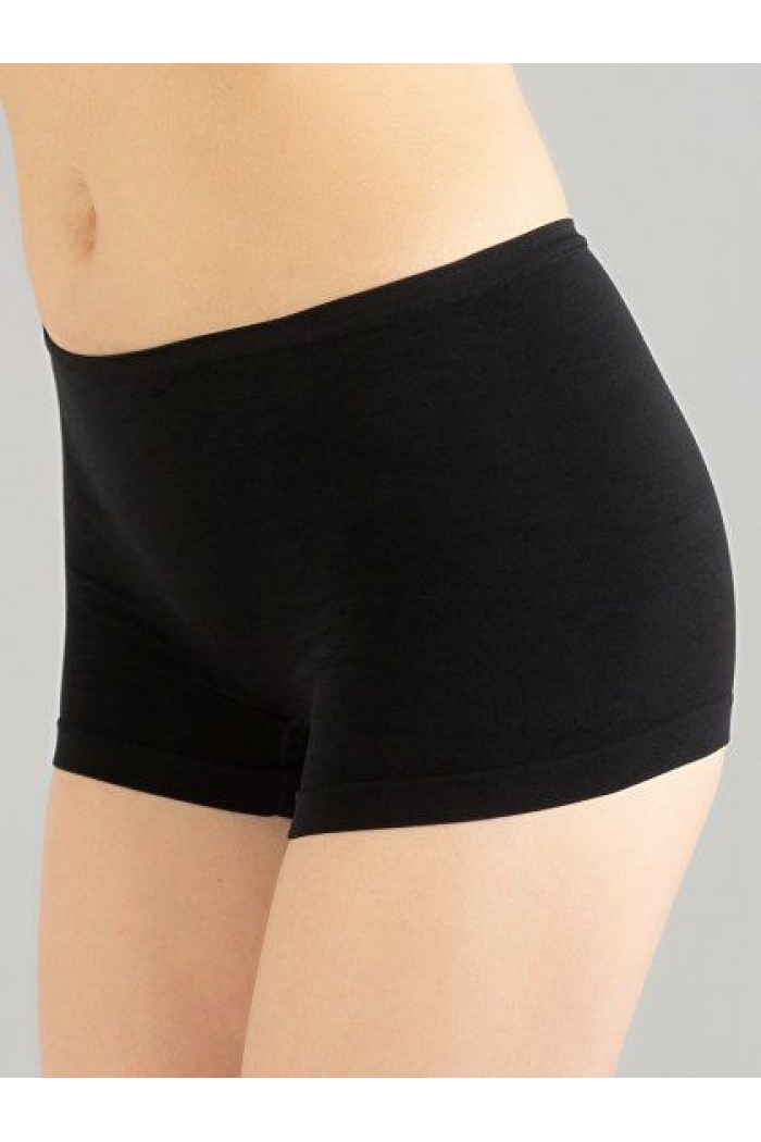 Бесшовные женские трусики шорты Giulia Эластичные трусики-шорты с заниженной талией без швов S/M, Черный