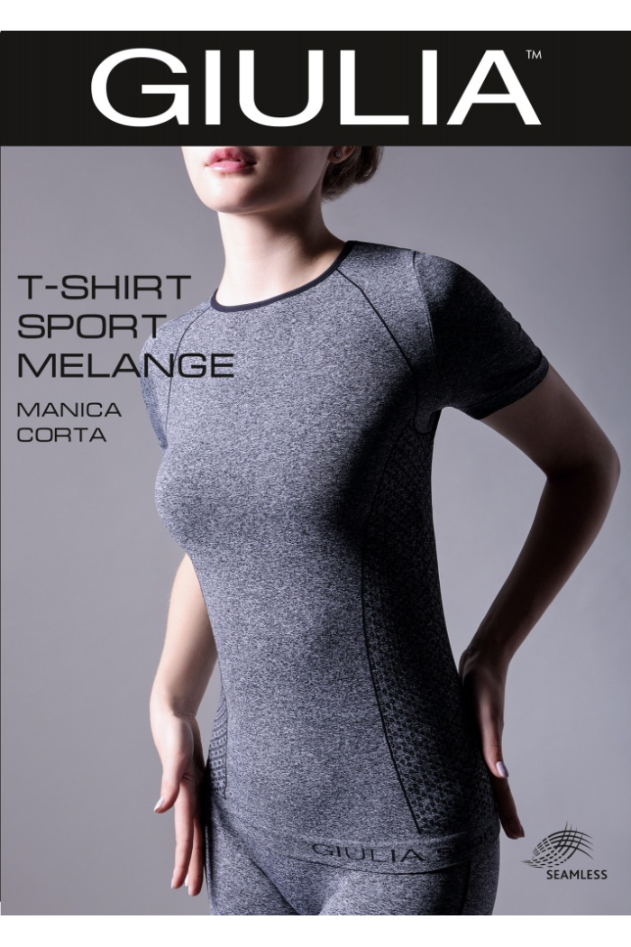 Спортивная футболка с эффектом меланж Giulia T-Shirt MANICA CORTA SPORT MELANGE Облегающая майка для спорта