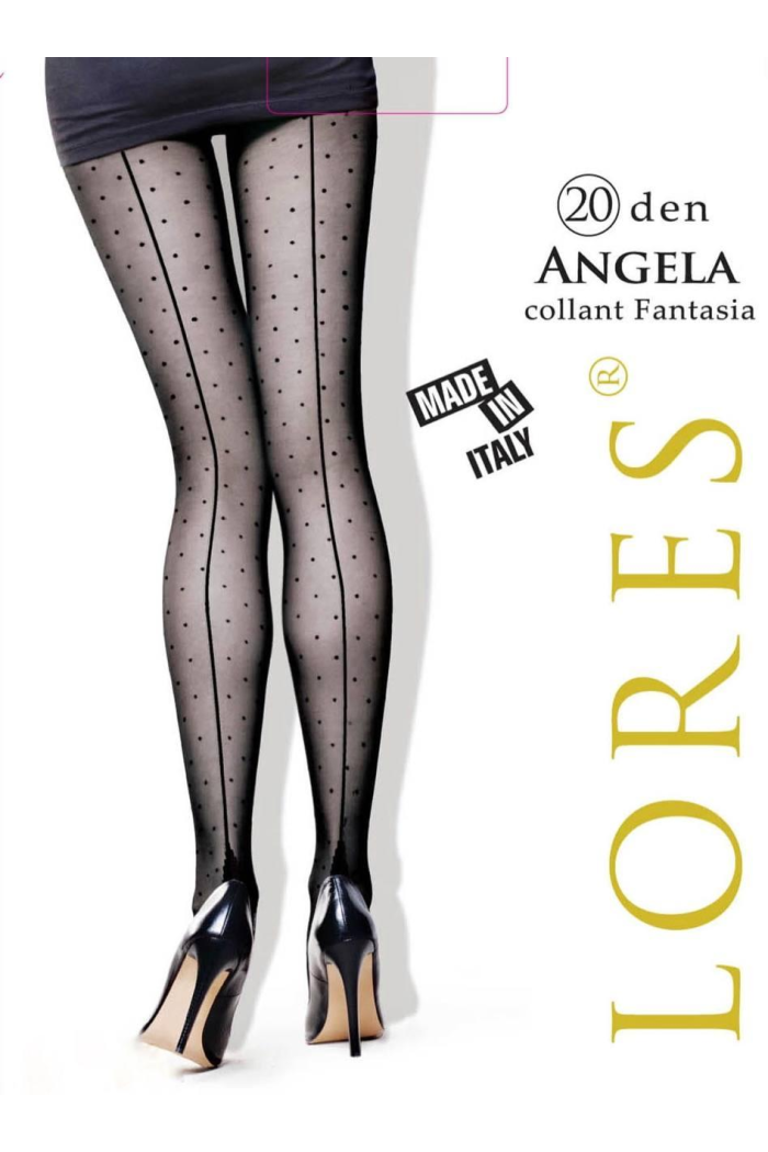 В горошек Колготки женские 20 Ден Lores Angela Колготы в крапинку со швом Черные Нижнее белье женское 20 DEN