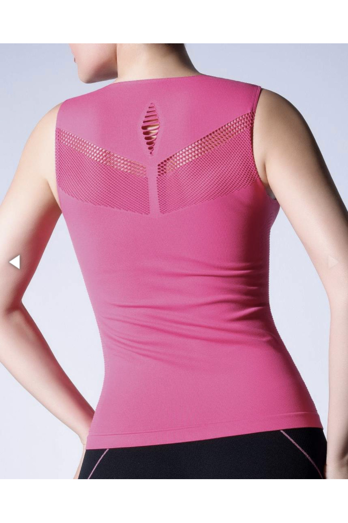 Еластична Спортивна жіноча майка CANOTTA SPORT AIR футболка для спорту та фітнесу з широкими бретелями L/XL, Рожевий
