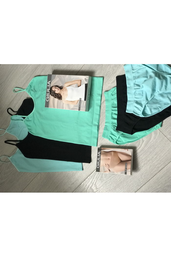 Бесшовная майка на тонких бретелях Giulia Caraco футболка домашняя повседневная Женское нижнее белье S/M, BISCAY GREEN