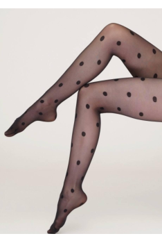 Колготы женские фантазийные с узором в крупный горох GIULIA AMALIA 20 DEN  с широким поясом 4, black