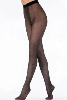 Женские колготки капроновые в горошек с люрексом  Amalia Lurex 20 черные 4