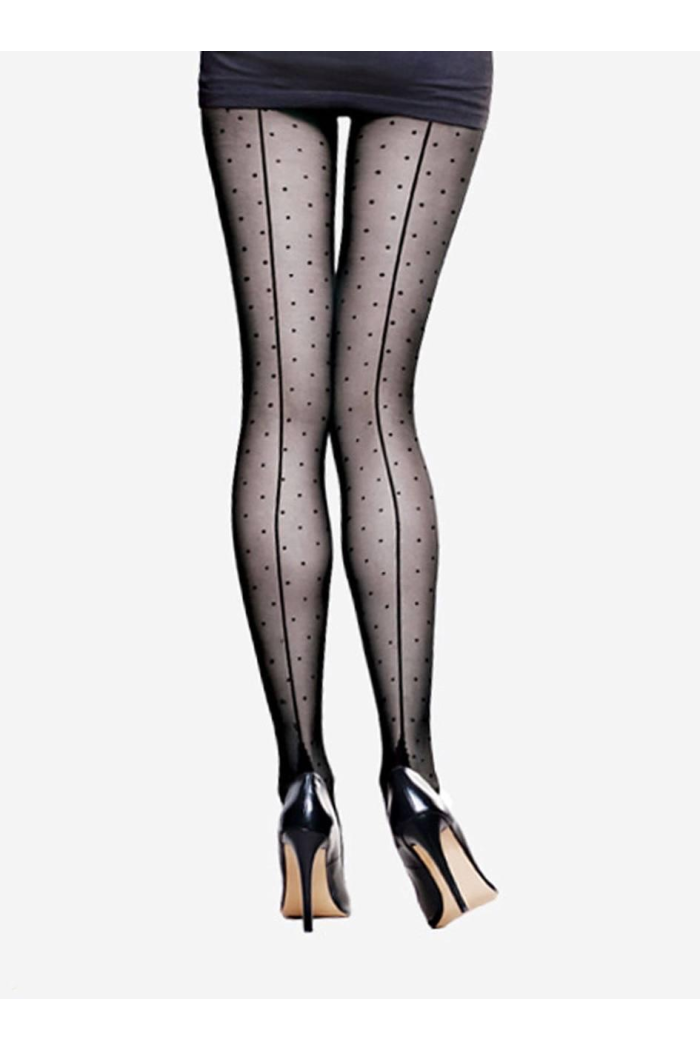 В горошек Колготки женские 20 Ден Lores Angela Колготы в крапинку со швом Черные Нижнее белье женское 20 DEN