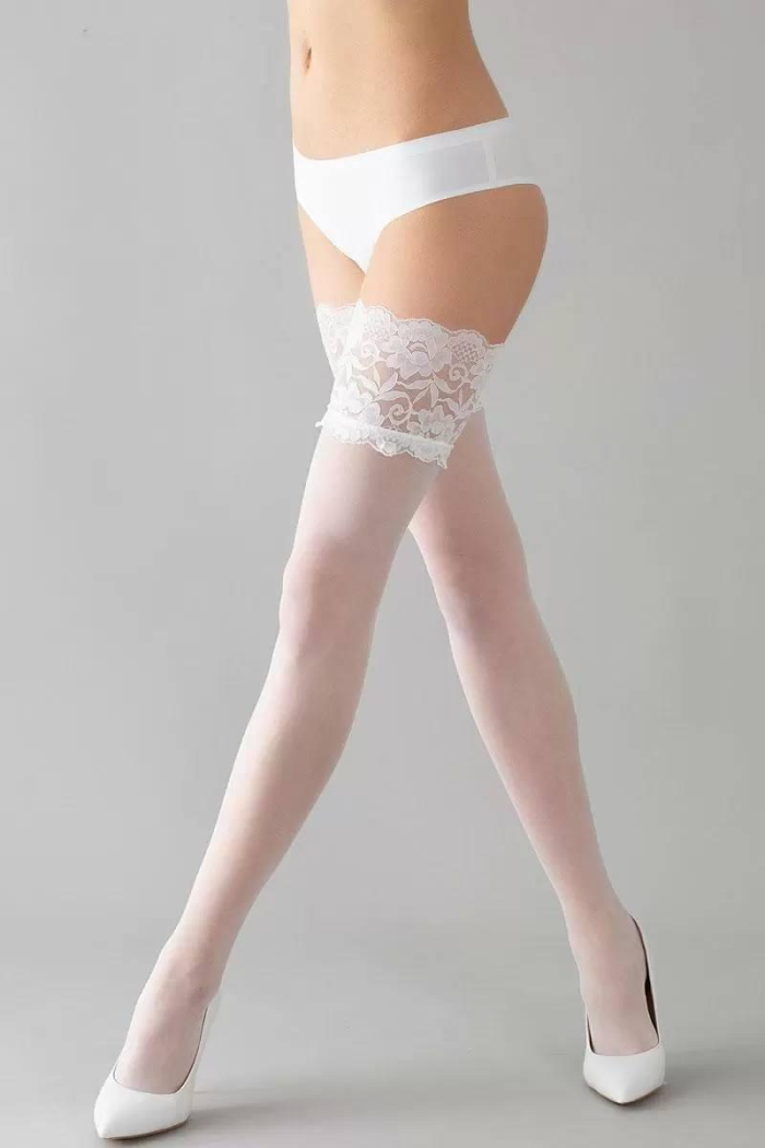 Елегантні спокусливі панчохи з мереживом Giulia Passion 20 Den жіночі панчохи Чорного кольору 1/2, BIANCO