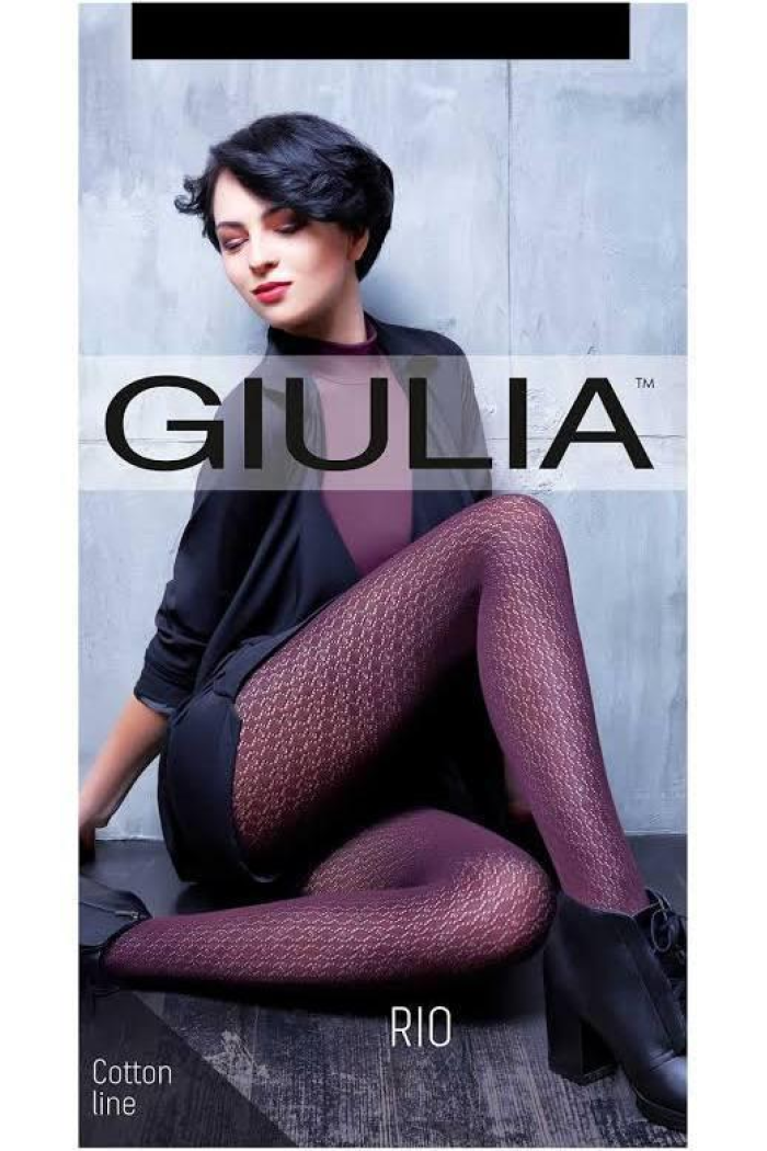 Колготи жіночі теплі фантазійні 3D GIULIA RIO 150 (9) бордового кольору 2, Бордовий