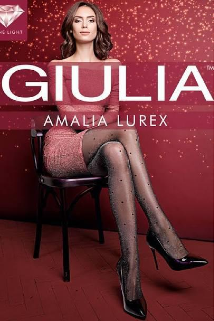 Женские колготки капроновые в горошек с люрексом  Amalia Lurex 20 черные