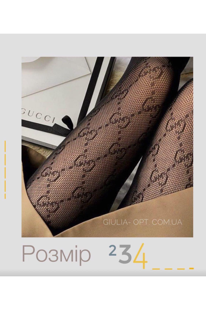 Женские колготки с рисунком Гуччи  Колготы Черные с узором Gucci Женское нижнее белье